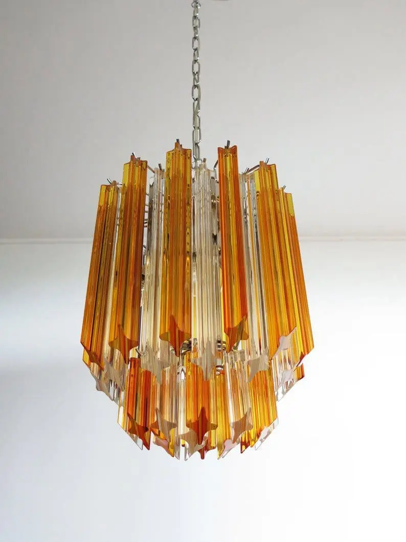 Murano Chandelier – 47 prisms – Amber/Transparent - Image 3