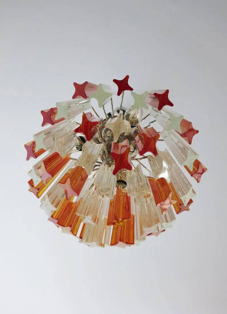 Murano Chandelier – 47 prisms – Amber/Transparent - Image 4