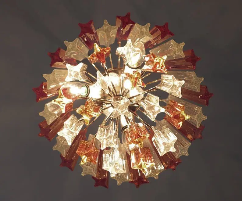 Murano Chandelier – 47 prisms – Amber/Transparent - Image 5