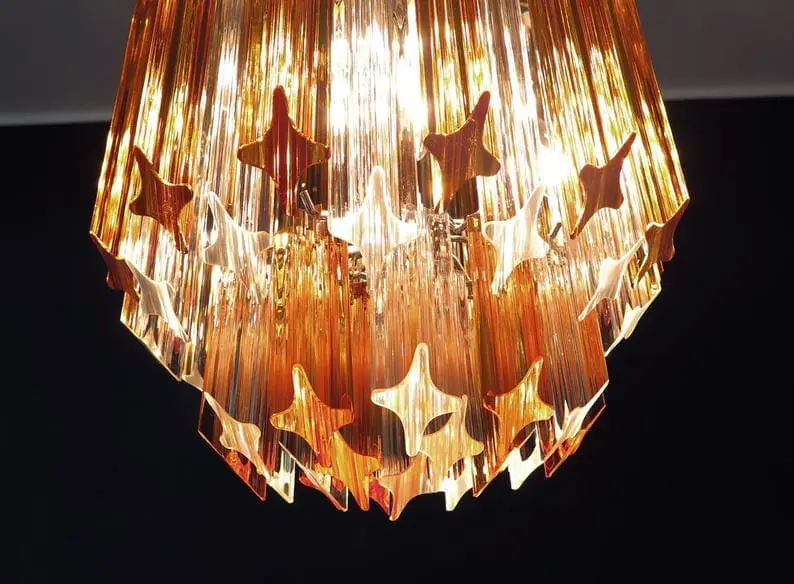 Murano Chandelier – 47 prisms – Amber/Transparent - Image 6