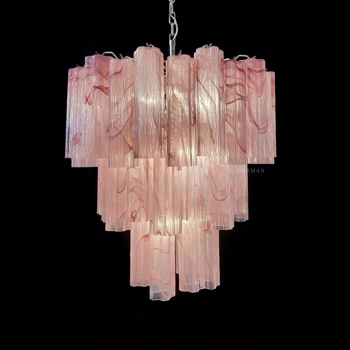 Murano Chandelier – 48 tubes – Alabaster Pink - Image 6
