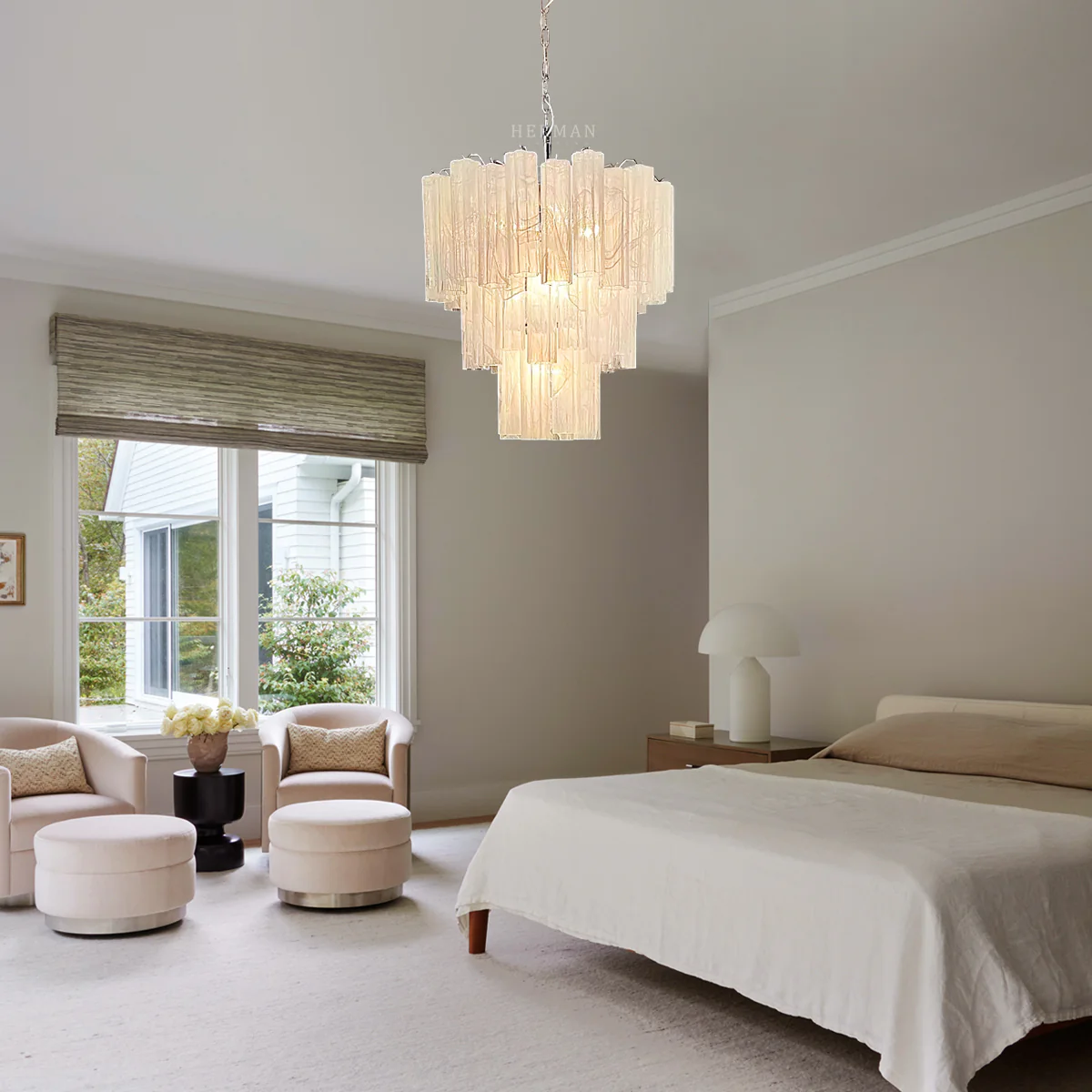 Murano Chandelier – 48 tubes – Alabaster White - Image 3