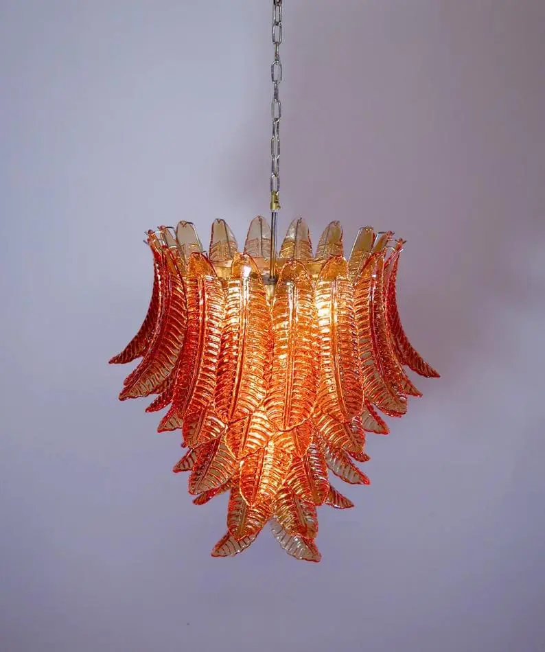 Murano Chandelier – 52 glass leaves – Amber - Image 3