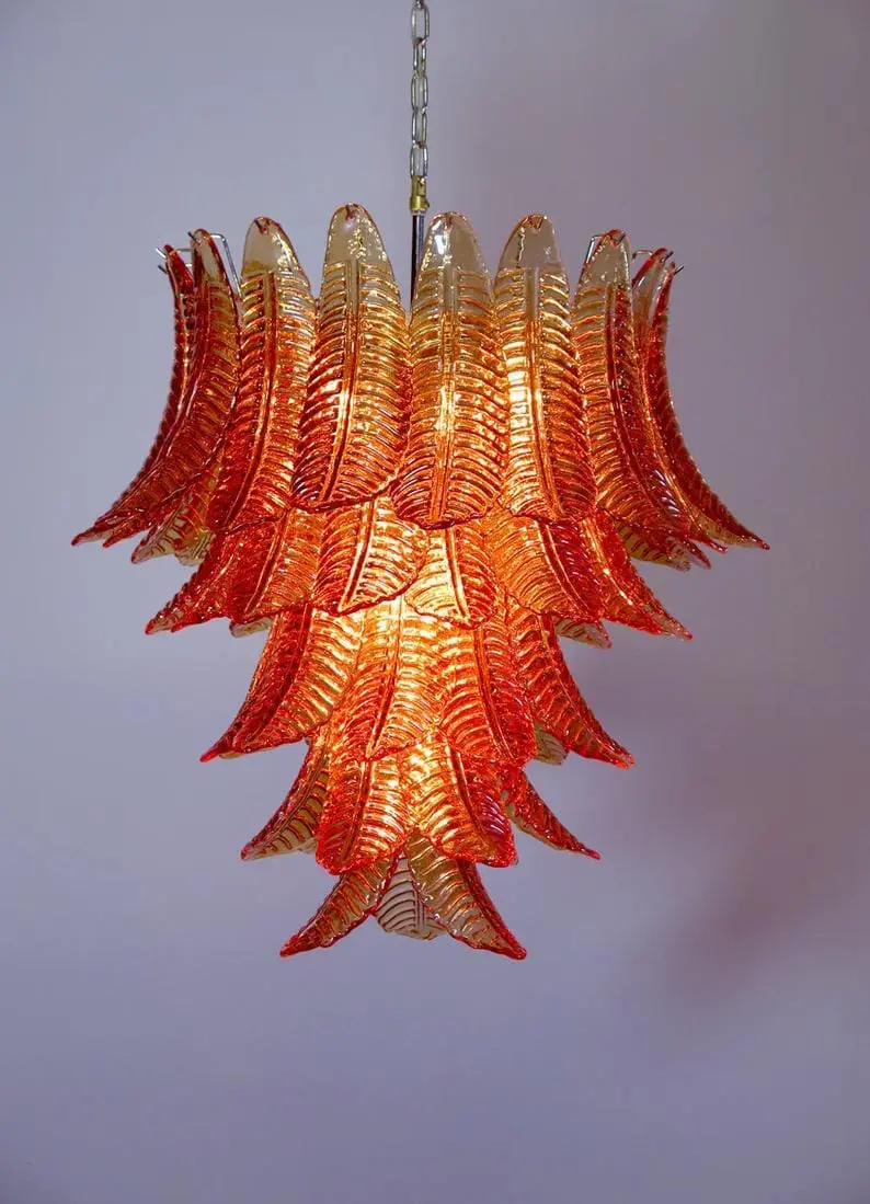 Murano Chandelier – 52 glass leaves – Amber - Image 4