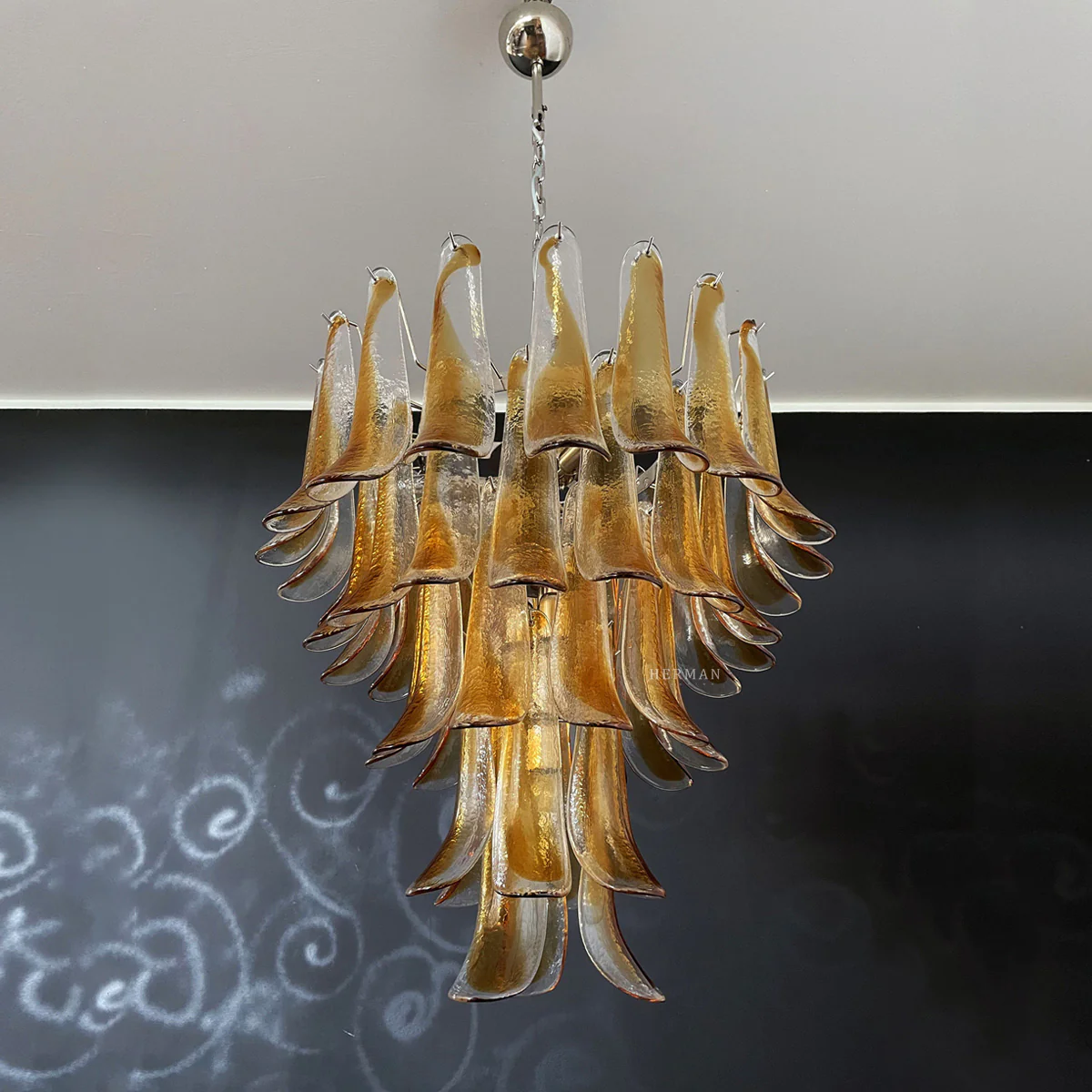 Murano Chandelier – 52 petals – Amber - Image 4