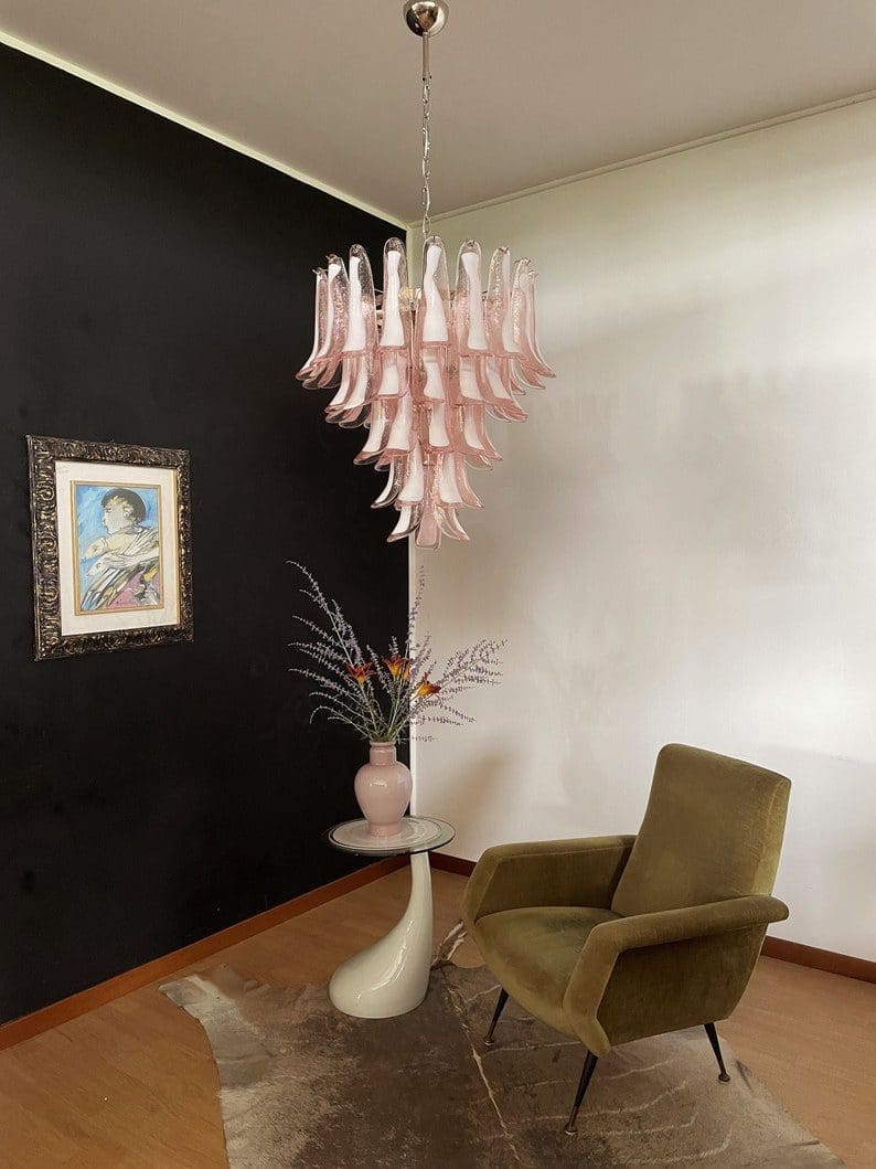 Murano Chandelier – 52 petals – Pink - Image 16
