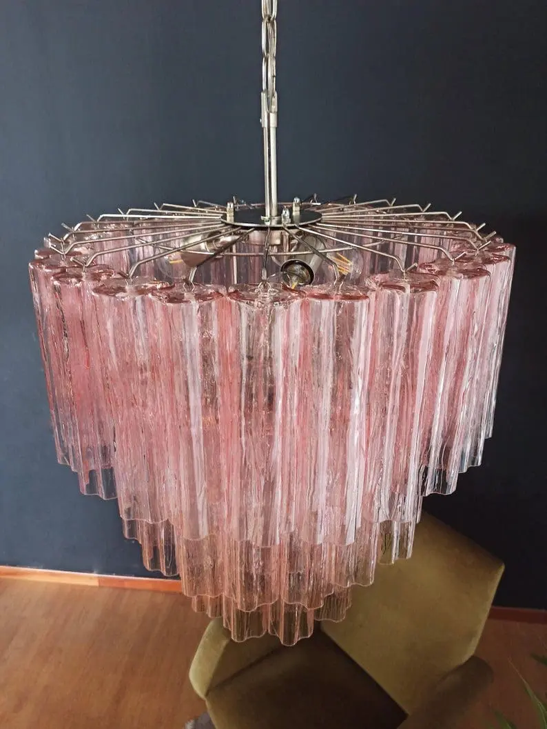 Murano Chandelier – 52 tubes – Pink - Image 9