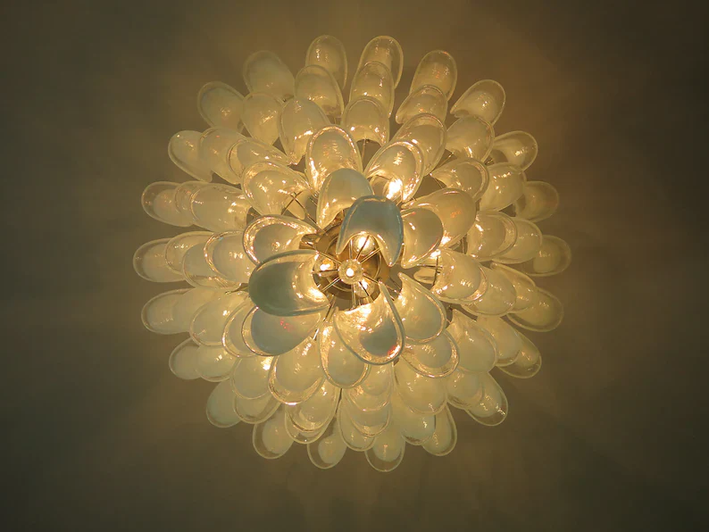 Murano Chandelier – 85 petals – White/Transparent - Image 2