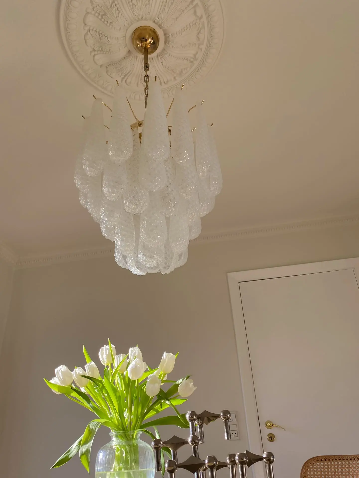 Murano Chandelier – Drop – 41 glasses – Opalino - Image 9