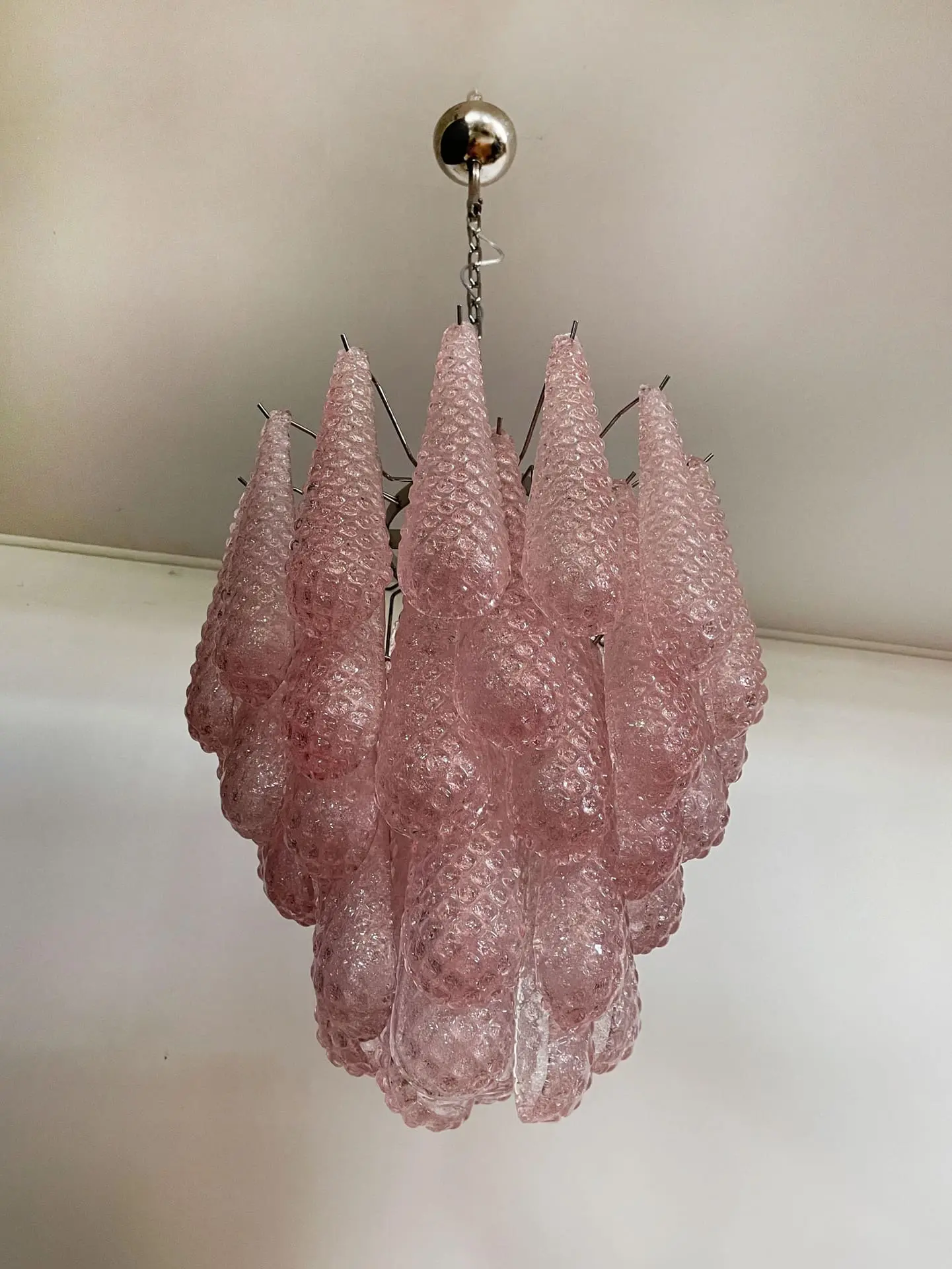 Murano Chandelier – Drop – 41 glasses – Pink - Image 5