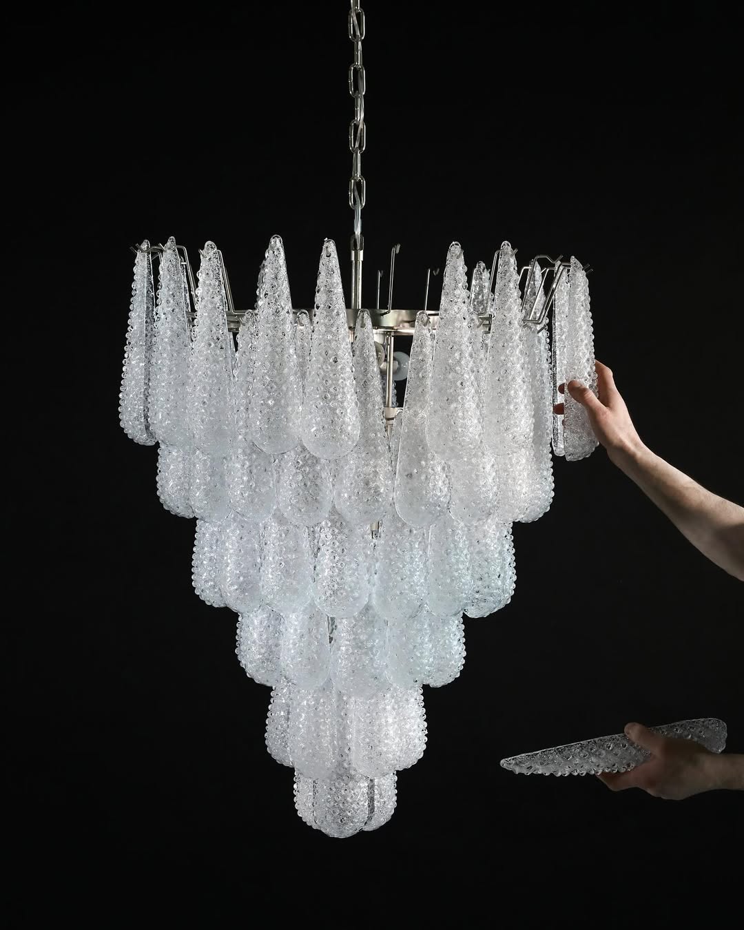 Murano Chandelier – Drop – 75 glasses – Transparent - Image 12