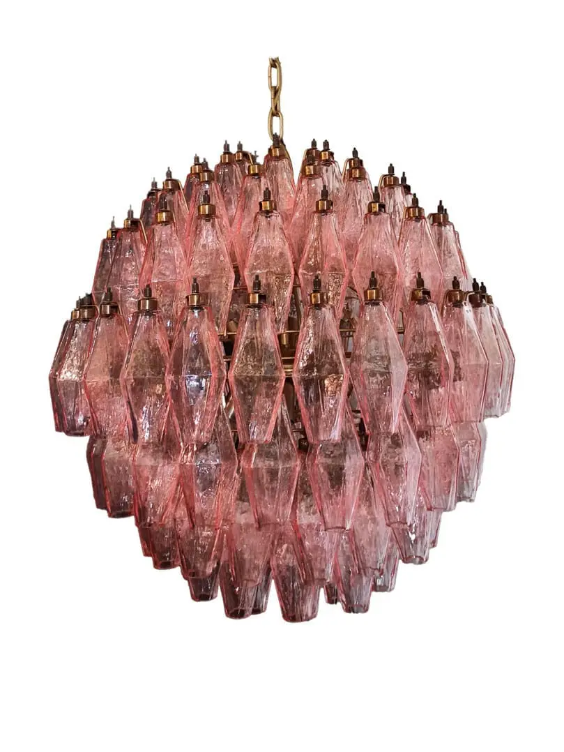 Murano Chandelier – Poliedri -140 glass – Pink - Image 2