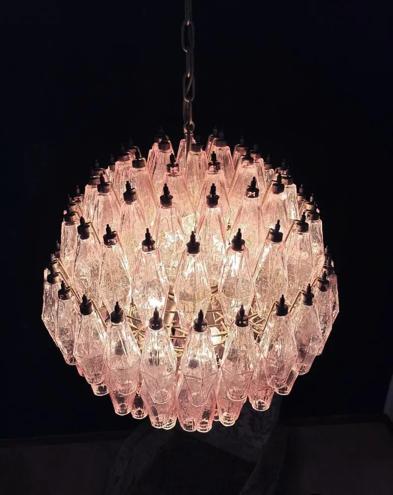 Murano Chandelier – Poliedri -140 glass – Pink - Image 5