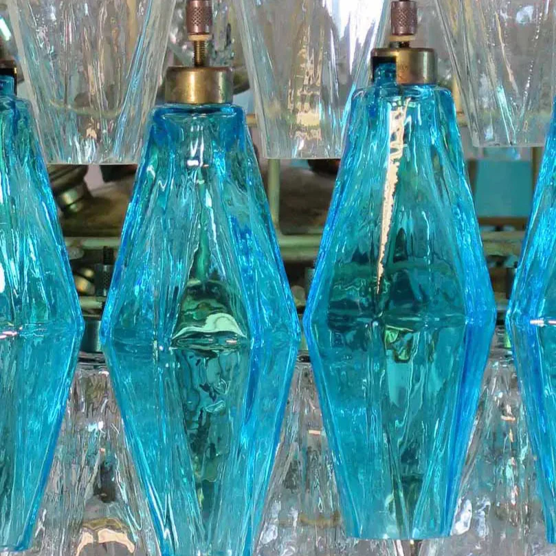 Murano Chandelier – Poliedri – 140 glass – Transparent/Blue - Image 7