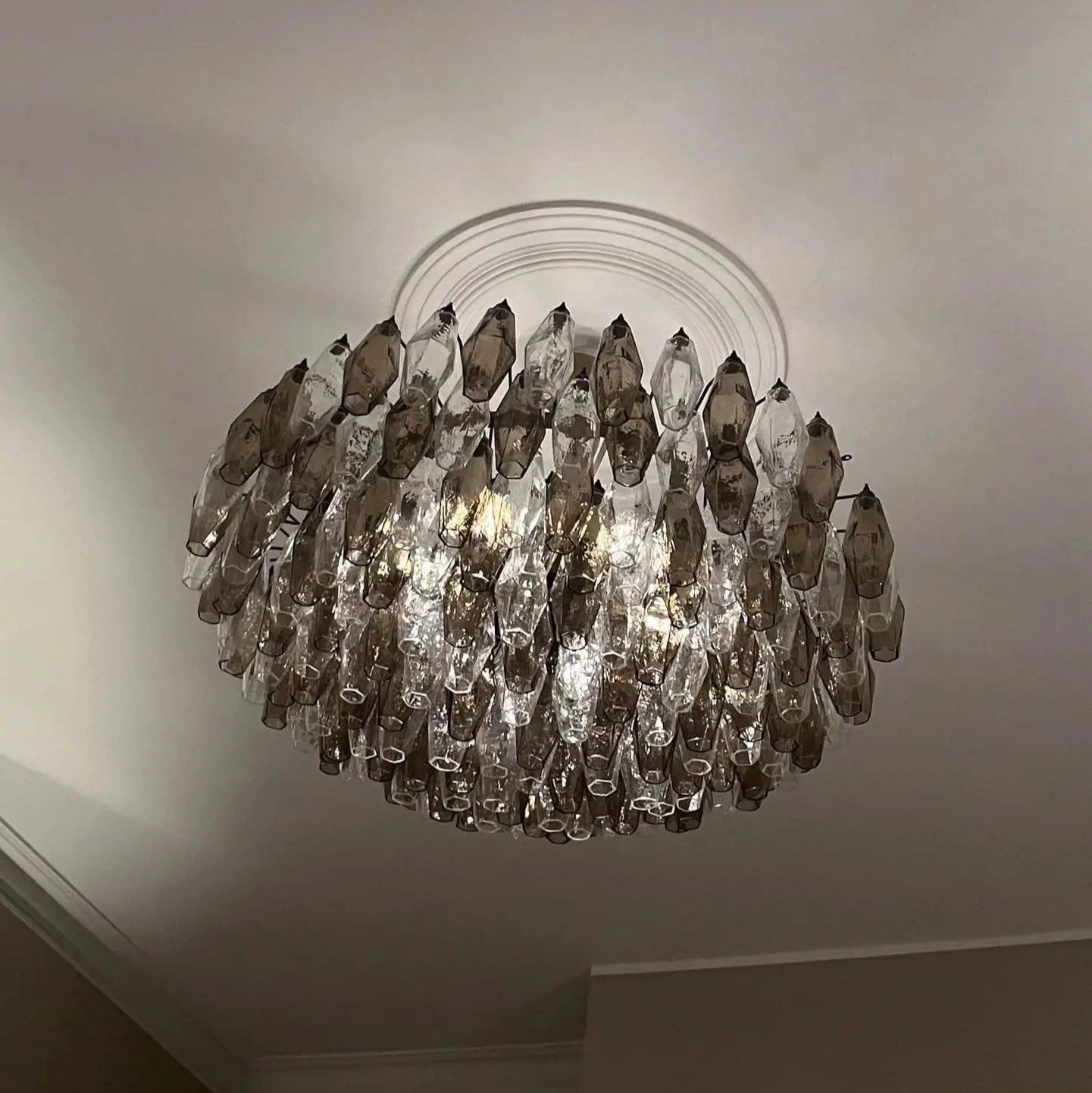Murano Chandelier – Poliedri – 185 glass – Smoked/Transparent - Image 2