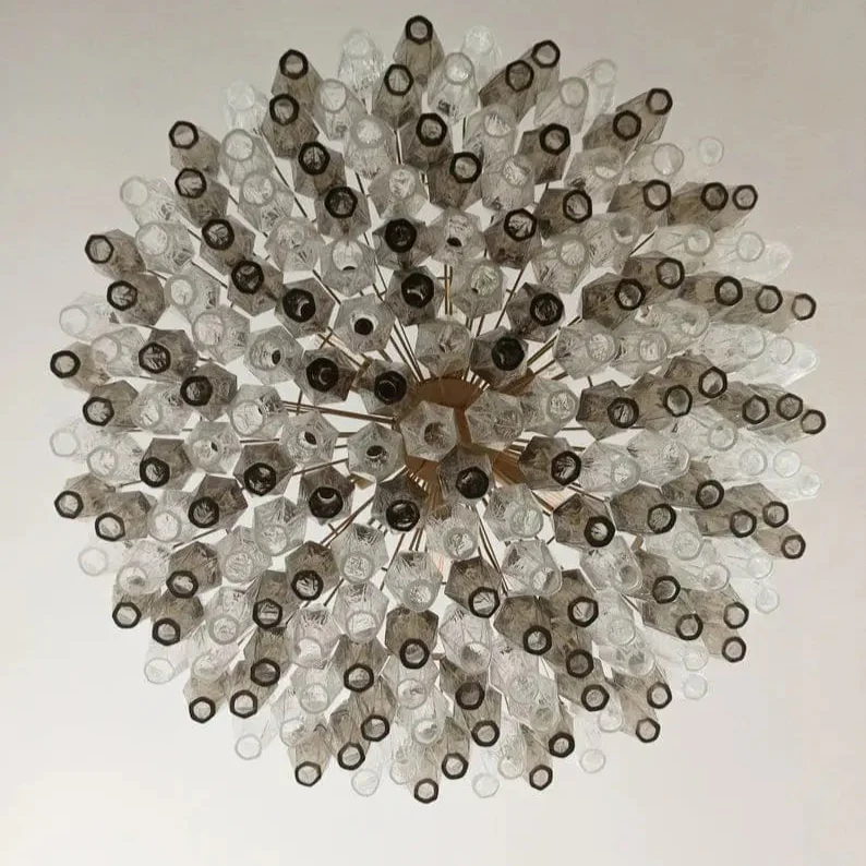 Murano Chandelier – Poliedri – 185 glass – Smoked/Transparent - Image 3