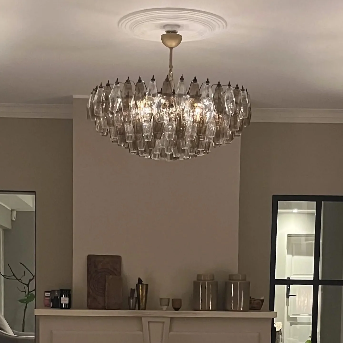 Murano Chandelier – Poliedri – 185 glass – Smoked/Transparent - Image 6