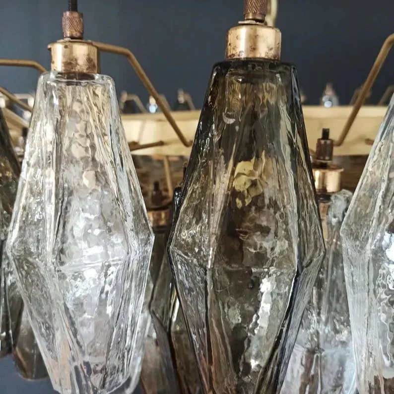 Murano Chandelier – Poliedri – 185 glass – Smoked/Transparent - Image 7