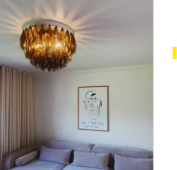 Murano Chandelier – Poliedri – 84 glasses – Dark smoked - Image 2