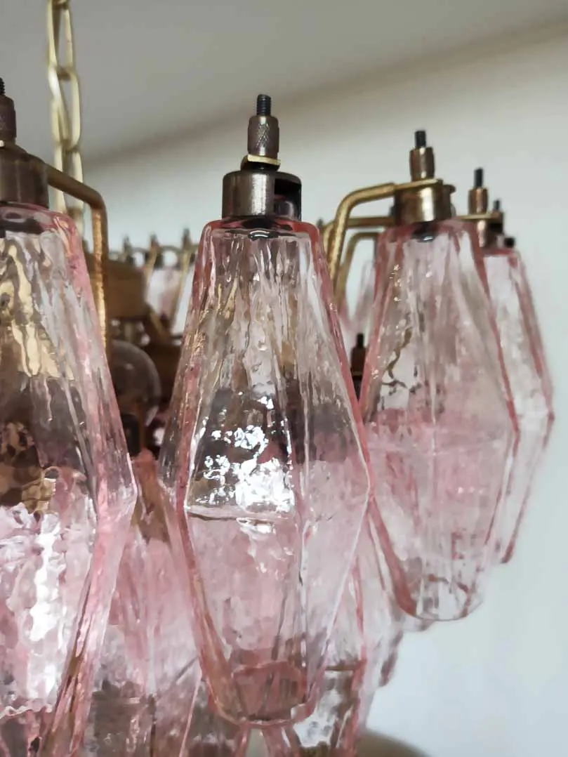 Murano Chandelier – Poliedri – 84 glasses – Pink - Image 10