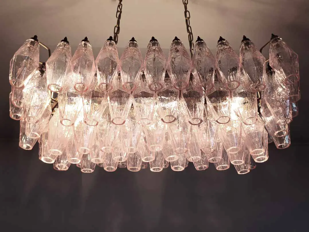 Murano Chandelier – Poliedri – 84 glasses – Pink - Image 16
