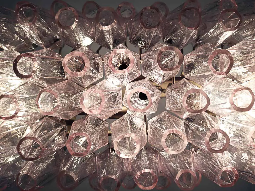 Murano Chandelier – Poliedri – 84 glasses – Pink - Image 17