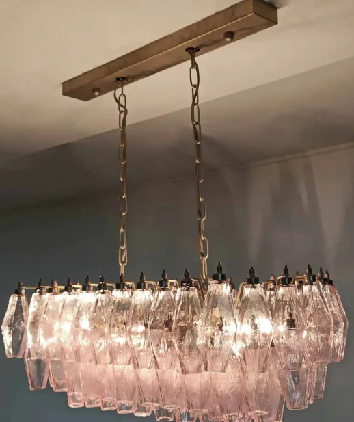 Murano Chandelier – Poliedri – 84 glasses – Pink - Image 2