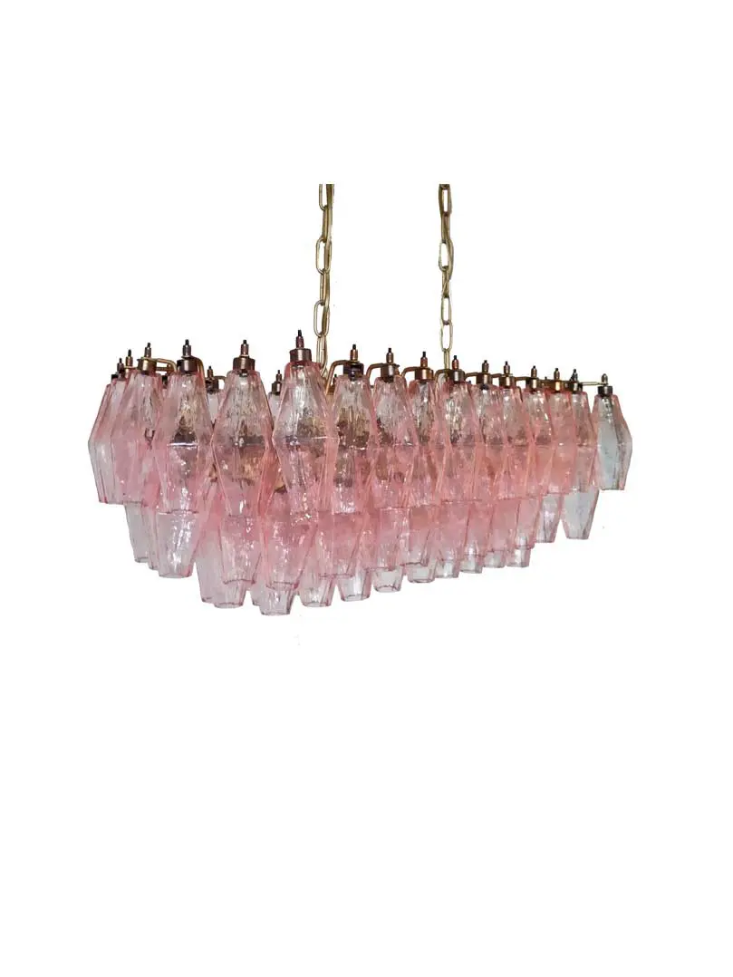 Murano Chandelier – Poliedri – 84 glasses – Pink - Image 3