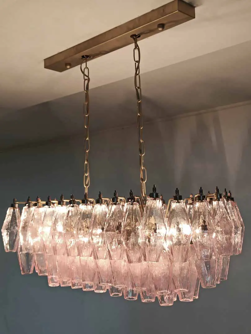 Murano Chandelier – Poliedri – 84 glasses – Pink - Image 4