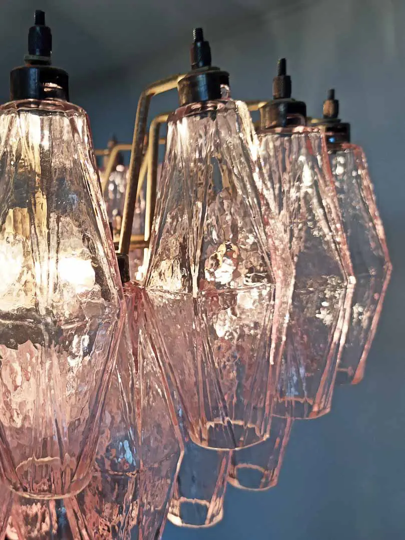 Murano Chandelier – Poliedri – 84 glasses – Pink - Image 5
