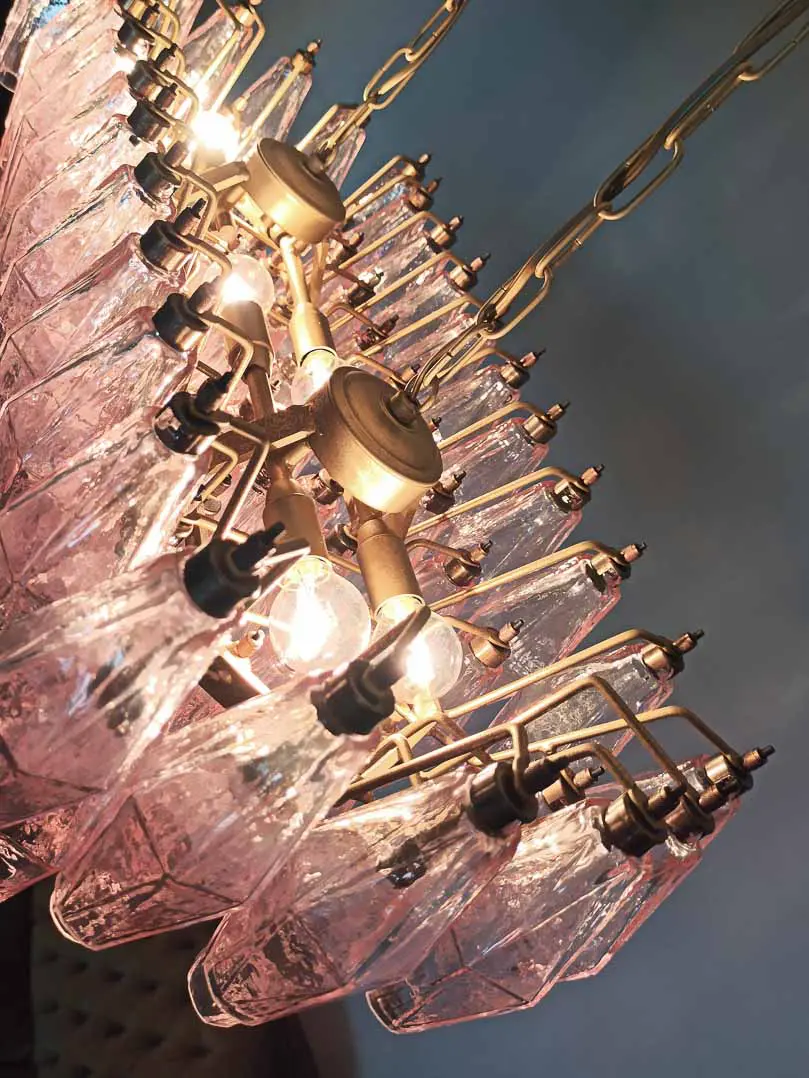 Murano Chandelier – Poliedri – 84 glasses – Pink - Image 7