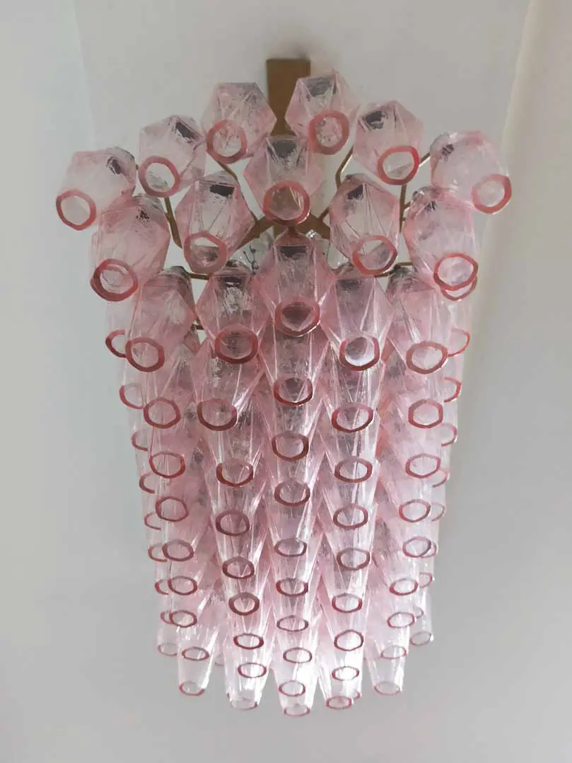 Murano Chandelier – Poliedri – 84 glasses – Pink - Image 8