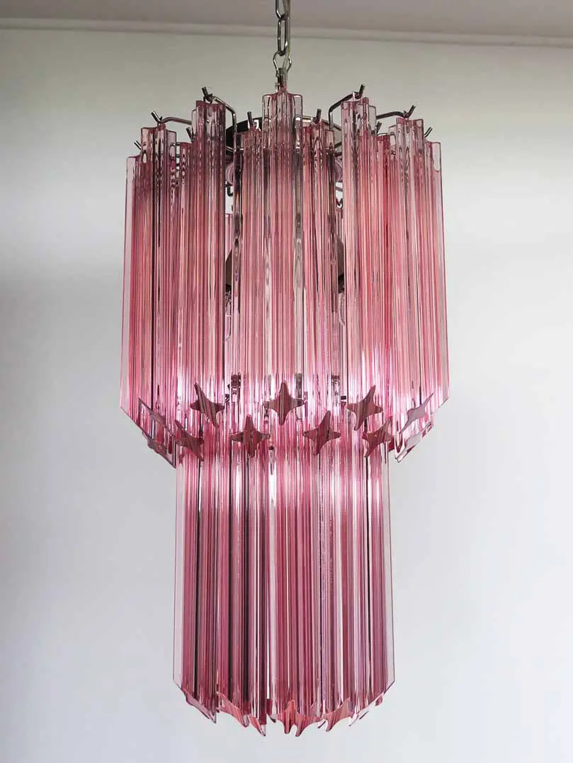 Murano Chandelier – Quadriedri – 46 prisms – Pink - Image 2