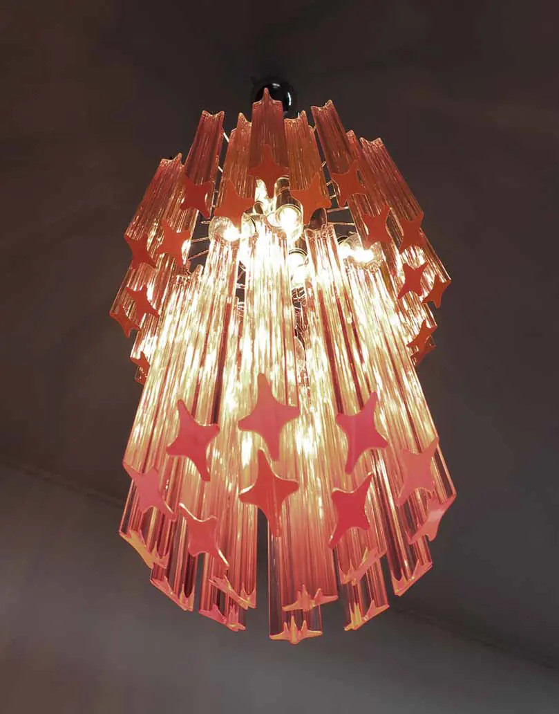 Murano Chandelier – Quadriedri – 46 prisms – Pink - Image 4