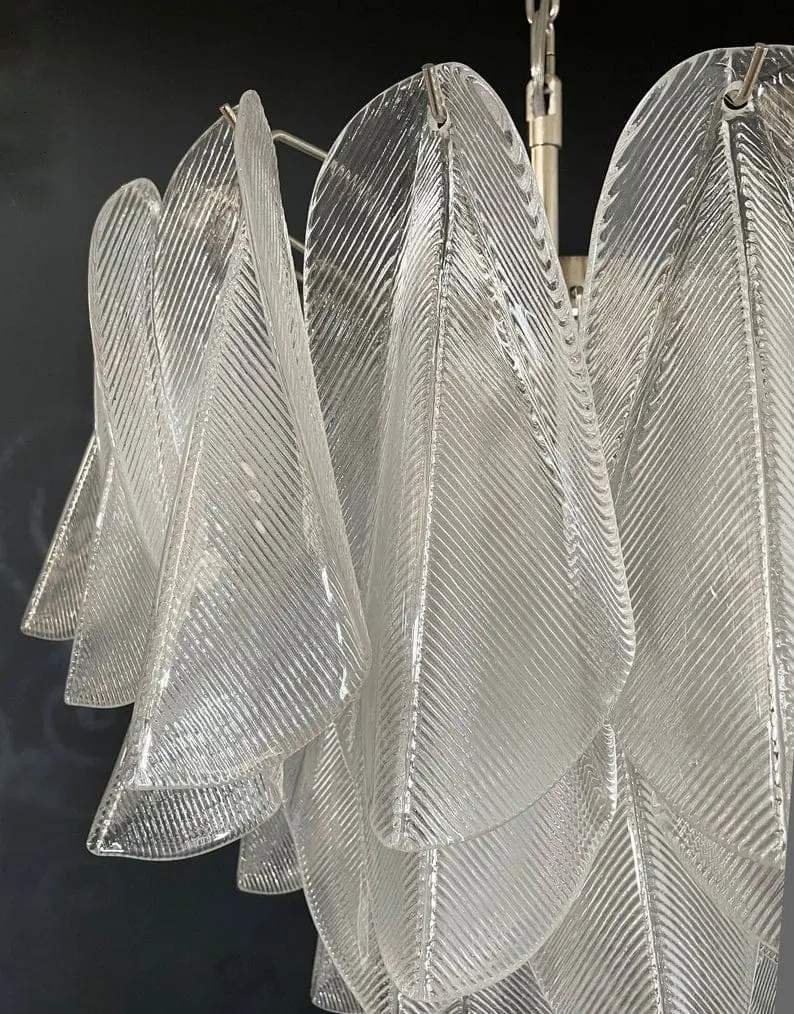 Murano Chandelier – Rondini – 41 glass leaves – Transparent - Image 3