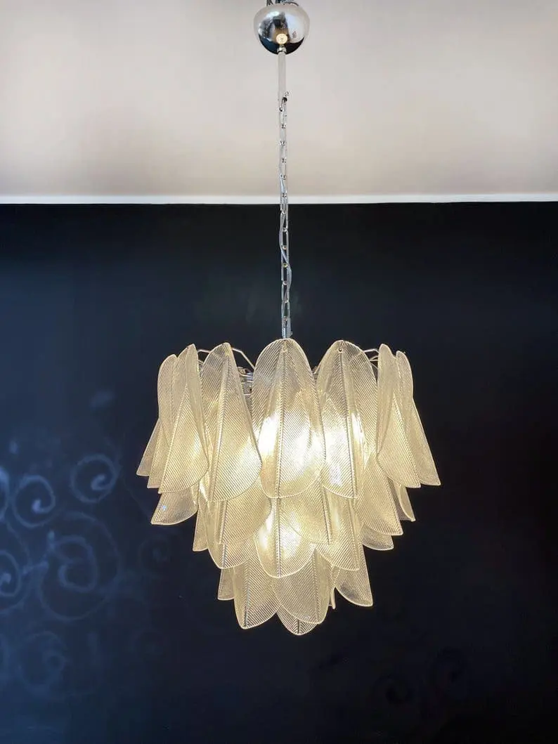 Murano Chandelier – Rondini – 41 glass leaves – Transparent - Image 4