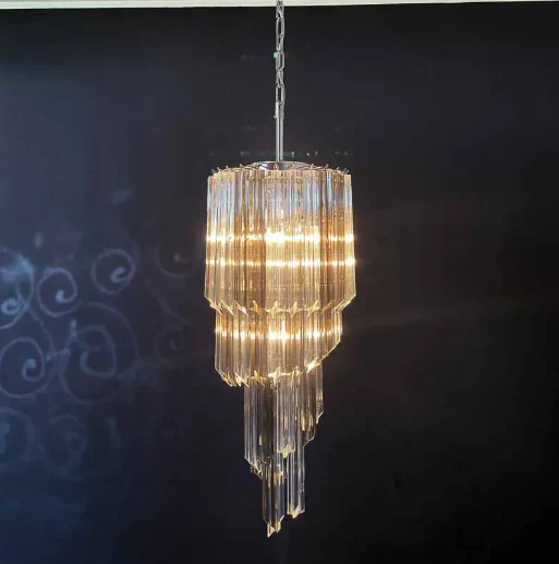 Murano Chandelier – Spiral – 54 prisms – Smokey/Transparent - Image 3
