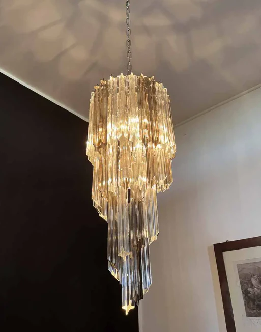 Murano Chandelier – Spiral – 54 prisms – Smokey/Transparent - Image 4