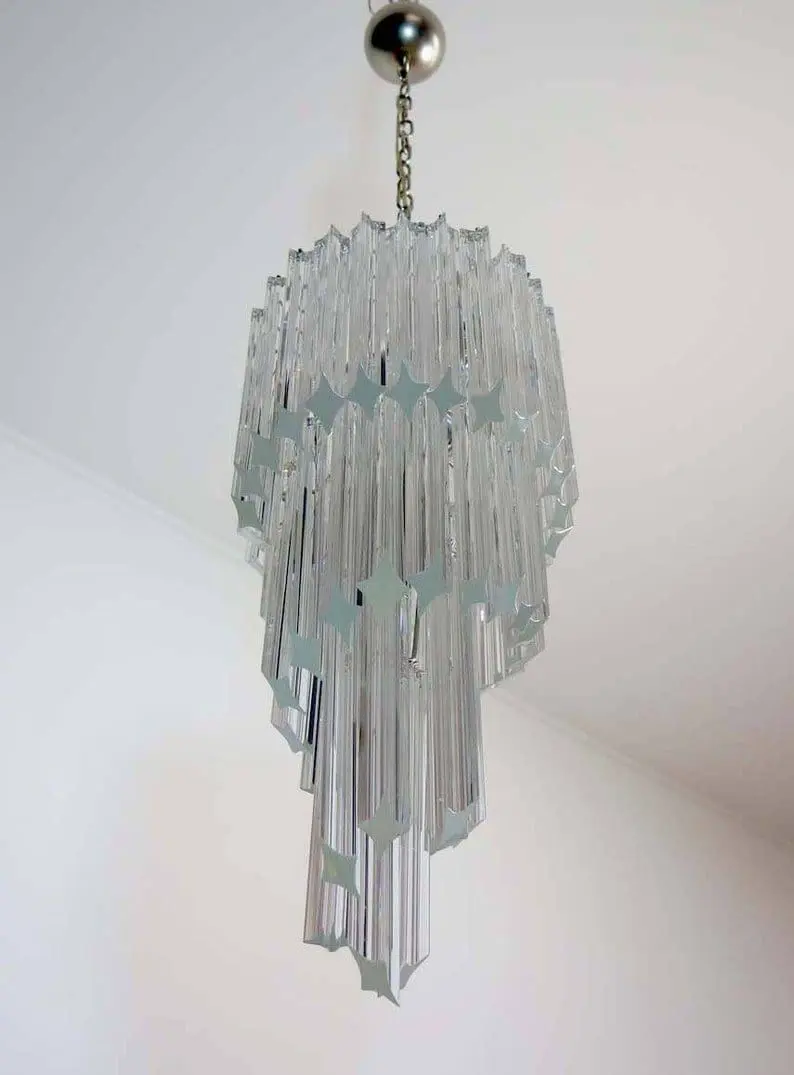 Murano Chandelier – Spiral – 54 prisms – Transparent - Image 3