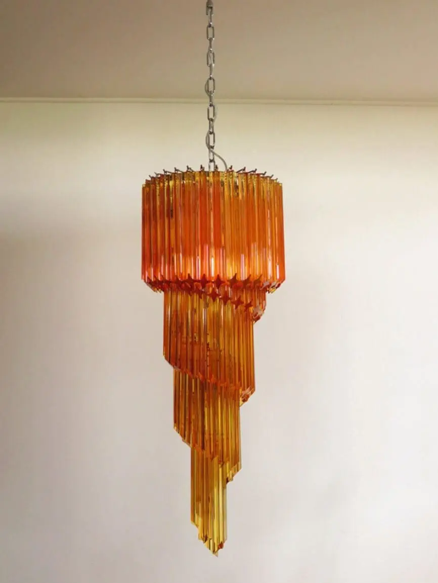Murano Chandelier – Spiral – 86 prisms – Amber - Image 3