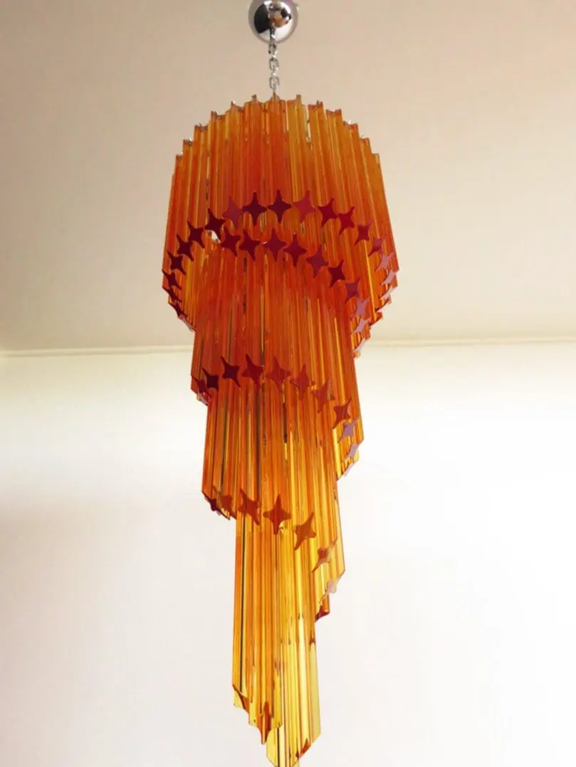 Murano Chandelier – Spiral – 86 prisms – Amber - Image 6