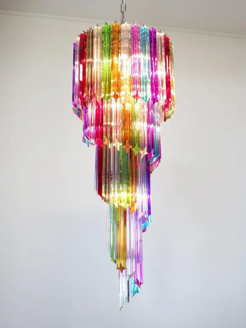 Murano chandelier – Spiral – 86 prisms – Multi - Image 3