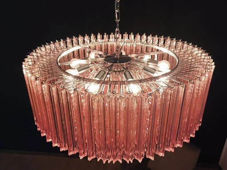 Murano Chandelier – Triedri – 391 prisms – Pink - Image 3