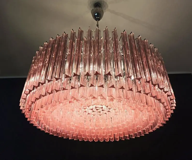 Murano Chandelier – Triedri – 391 prisms – Pink - Image 4
