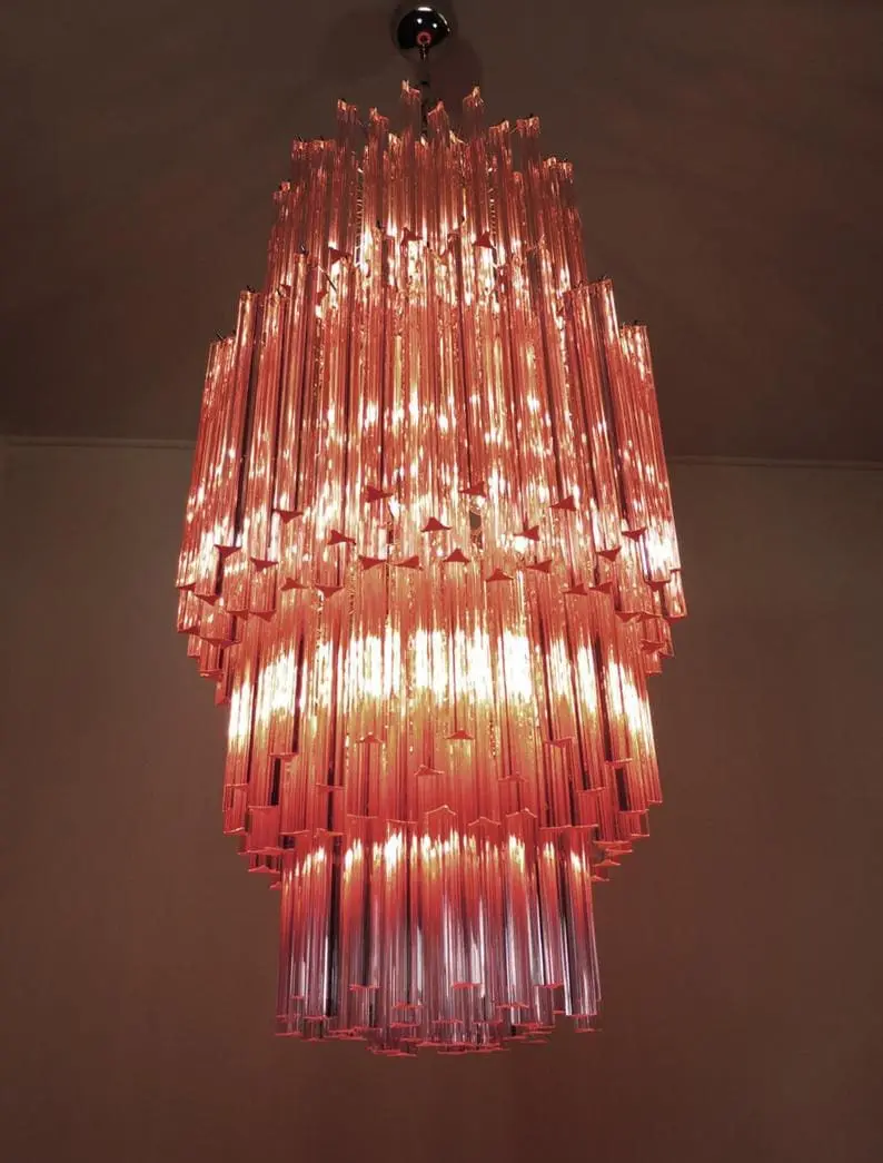 Murano Chandelier – Triedri – Pink – 242 prisms - Image 6
