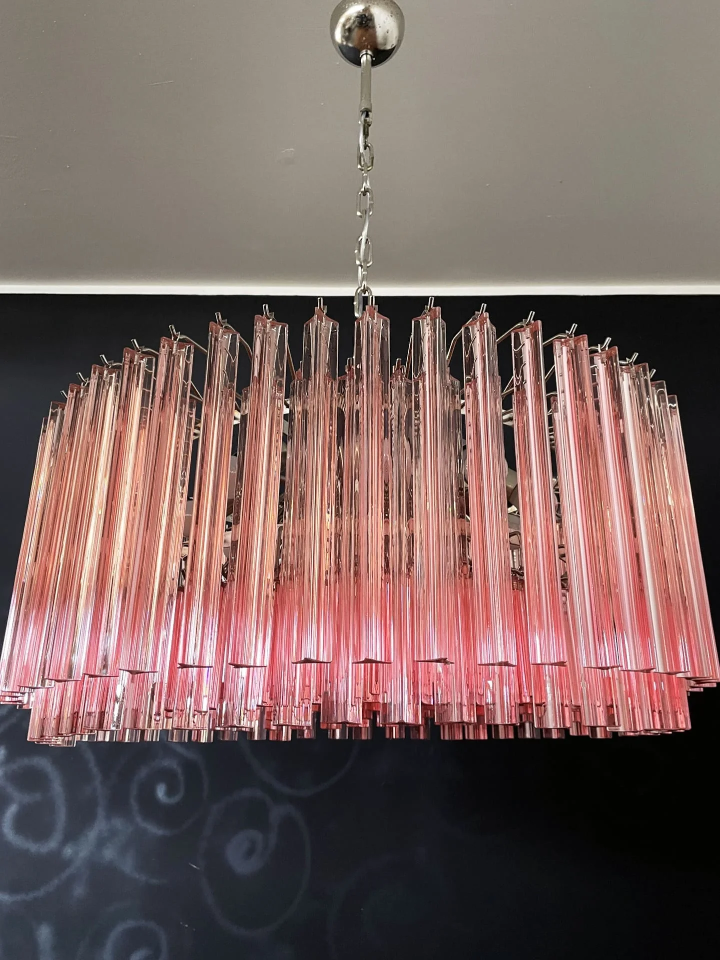 Murano Chandelier – Triedri Round – 265 prisms – Pink - Image 14