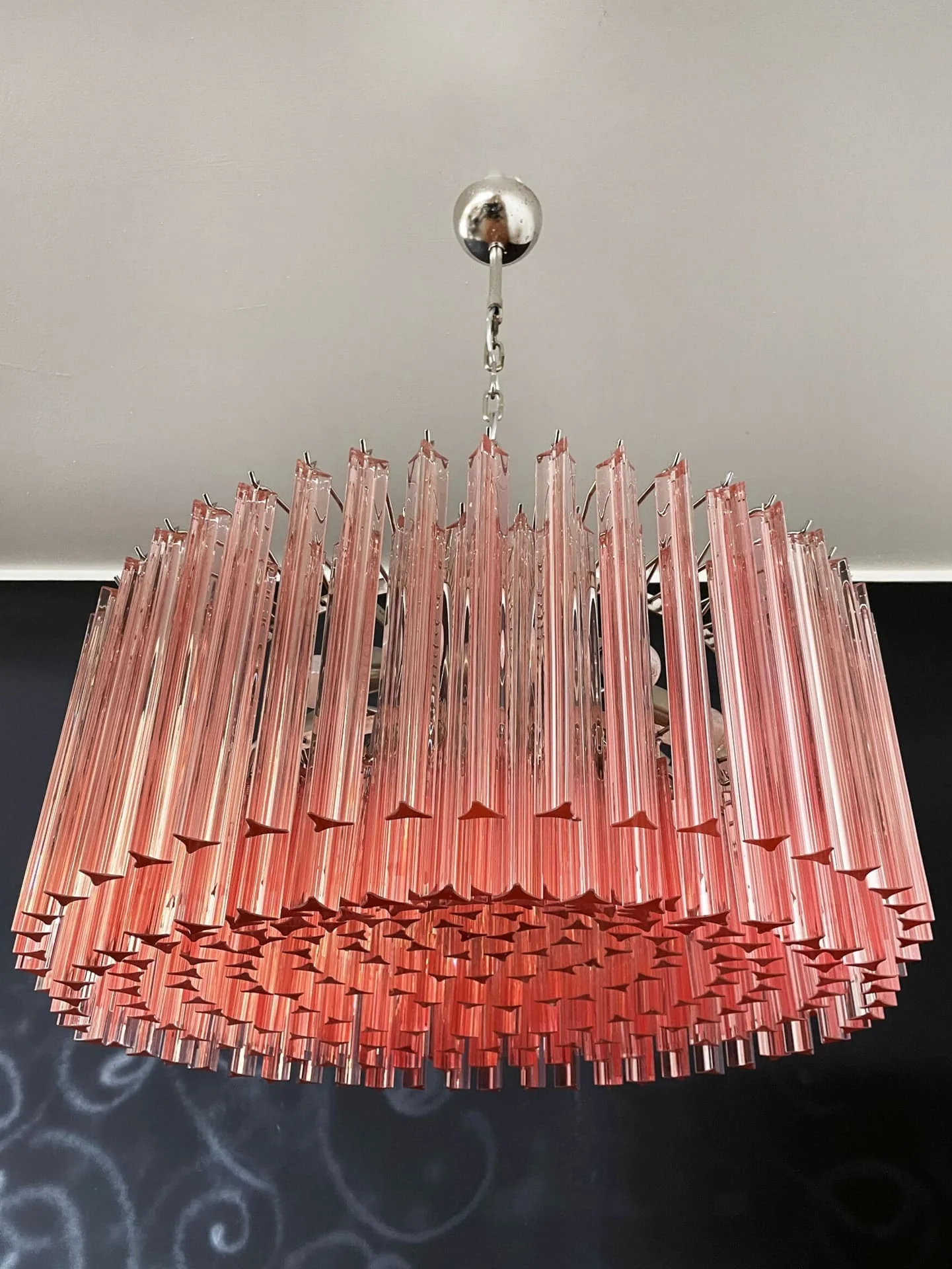 Murano Chandelier – Triedri Round – 265 prisms – Pink - Image 15