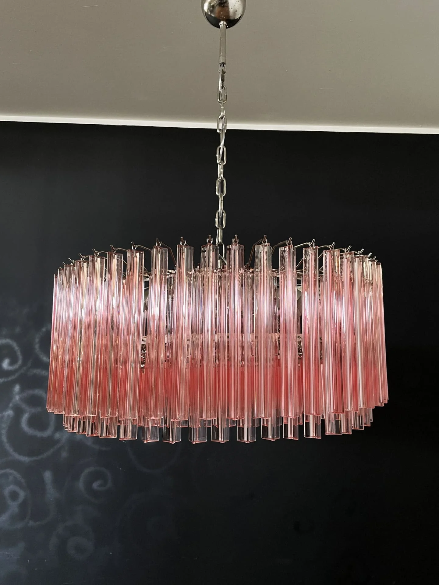 Murano Chandelier – Triedri Round – 265 prisms – Pink - Image 17