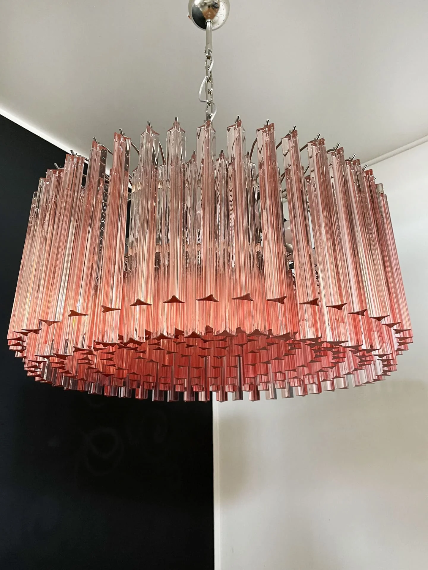 Murano Chandelier – Triedri Round – 265 prisms – Pink - Image 2