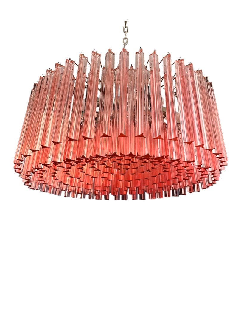 Murano Chandelier – Triedri Round – 265 prisms – Pink - Image 20